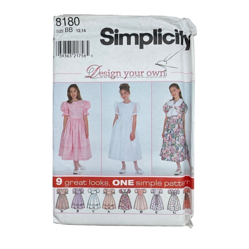 Simplicity Sewing Pattern 8180‎ Dress Design your own Girls Size 12-14